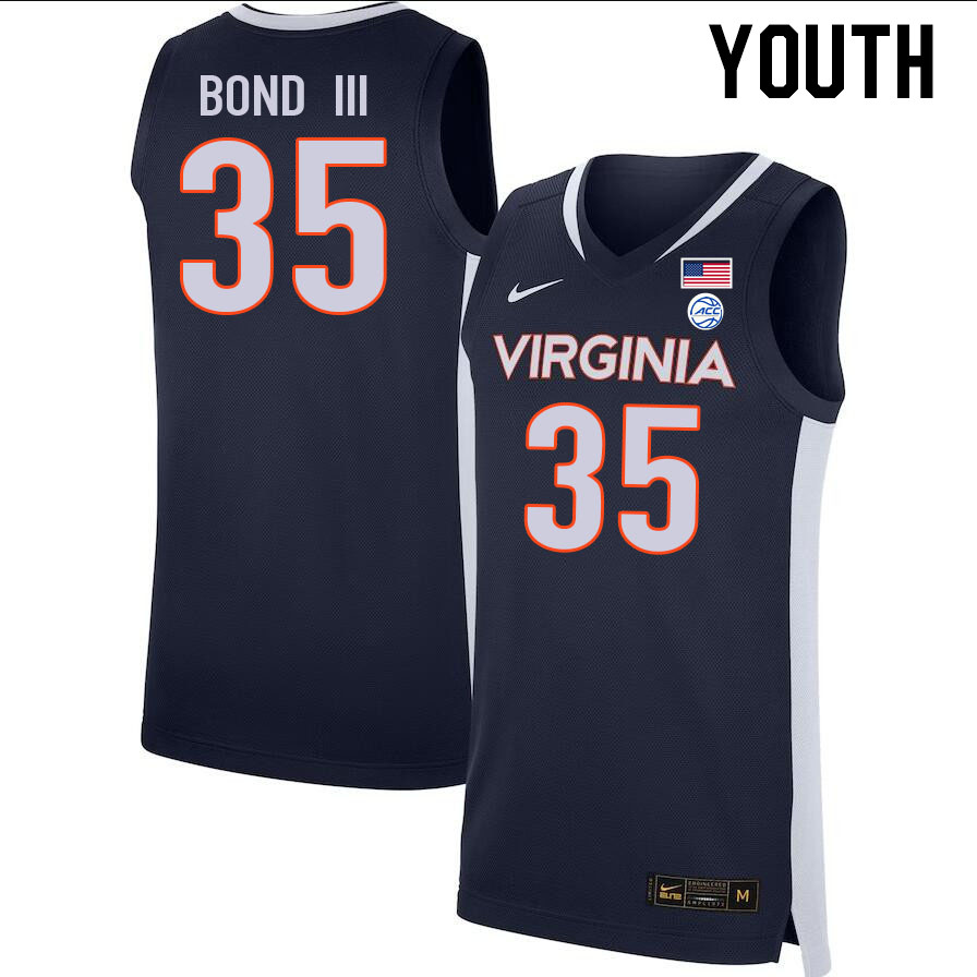 Youth #35 Leon Bond III Virginia Cavaliers College 2022-23 Stitched Basketball Jerseys Sale-Navy